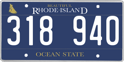 RI license plate 318940