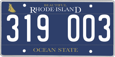 RI license plate 319003
