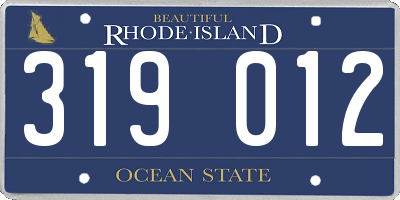RI license plate 319012