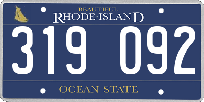 RI license plate 319092