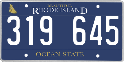 RI license plate 319645