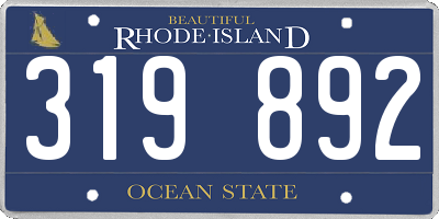 RI license plate 319892