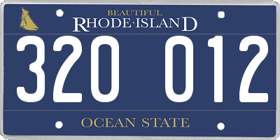 RI license plate 320012