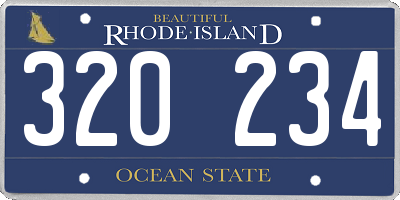 RI license plate 320234