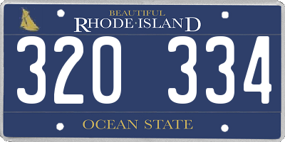 RI license plate 320334