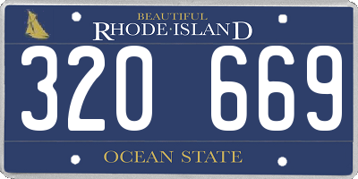 RI license plate 320669