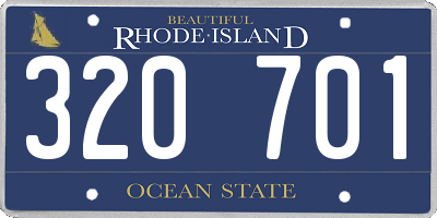 RI license plate 320701