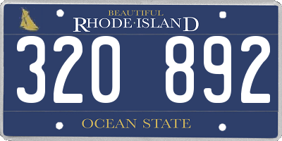 RI license plate 320892