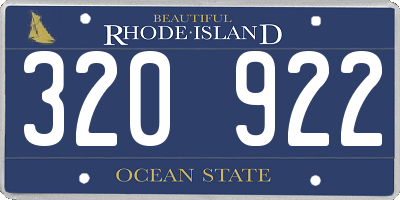 RI license plate 320922