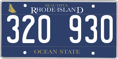 RI license plate 320930