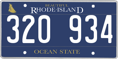 RI license plate 320934