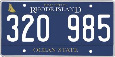 RI license plate 320985