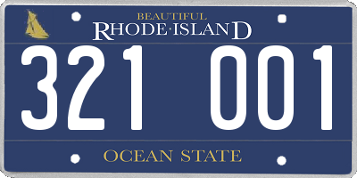 RI license plate 321001