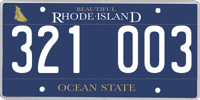 RI license plate 321003