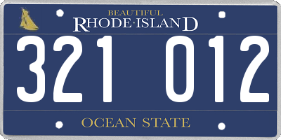 RI license plate 321012