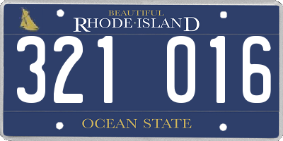 RI license plate 321016