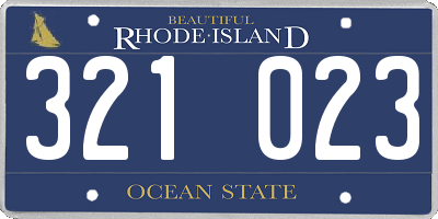 RI license plate 321023