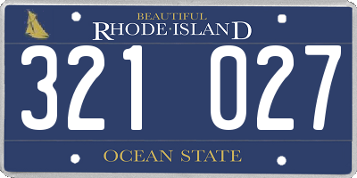 RI license plate 321027