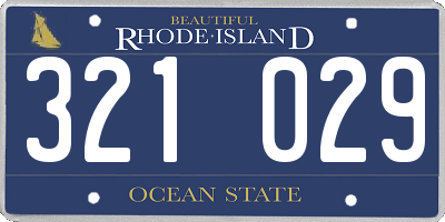 RI license plate 321029