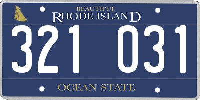 RI license plate 321031