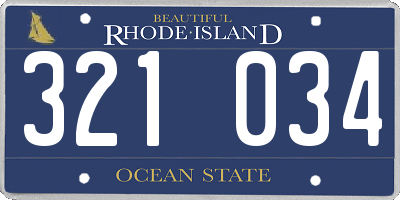 RI license plate 321034