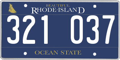 RI license plate 321037
