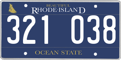 RI license plate 321038