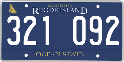 RI license plate 321092