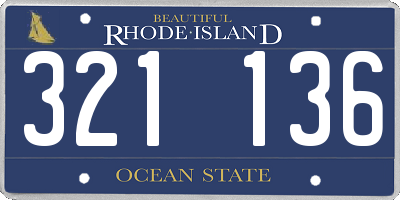 RI license plate 321136