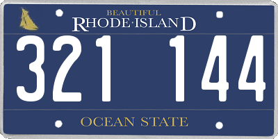 RI license plate 321144