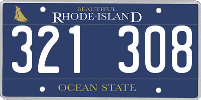 RI license plate 321308