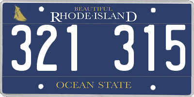 RI license plate 321315