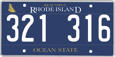 RI license plate 321316
