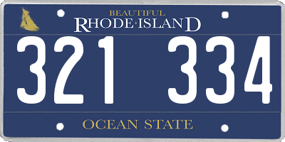 RI license plate 321334