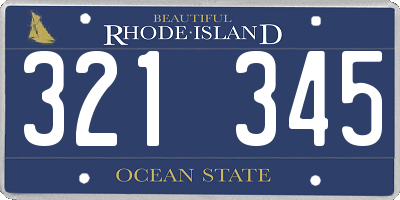 RI license plate 321345