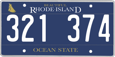 RI license plate 321374