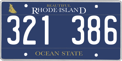 RI license plate 321386