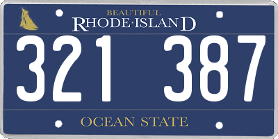 RI license plate 321387