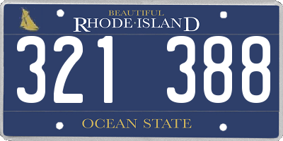 RI license plate 321388