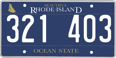 RI license plate 321403