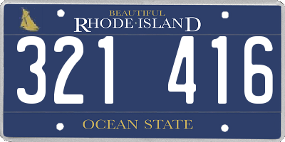 RI license plate 321416