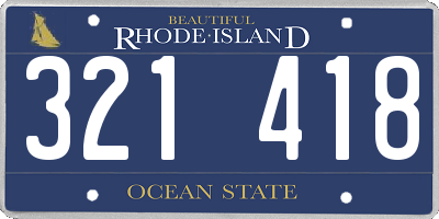 RI license plate 321418