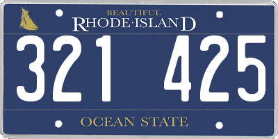 RI license plate 321425