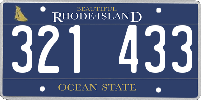 RI license plate 321433