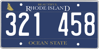 RI license plate 321458