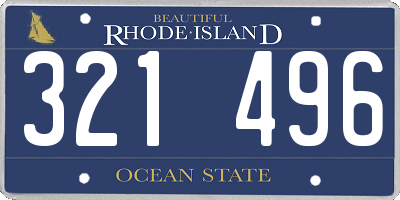 RI license plate 321496