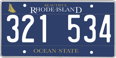 RI license plate 321534