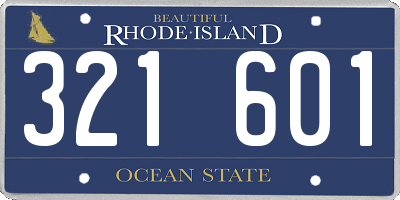 RI license plate 321601