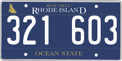 RI license plate 321603