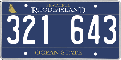 RI license plate 321643